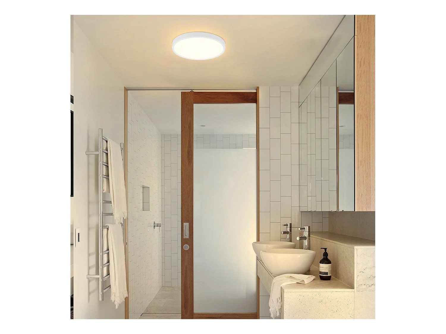 NETTLIFE Plafonnier LED IP44 8W Rond 3000K 17cm Plate pour Salle de Bain Chambre Éclairage de Plafond Cuisine Couloir