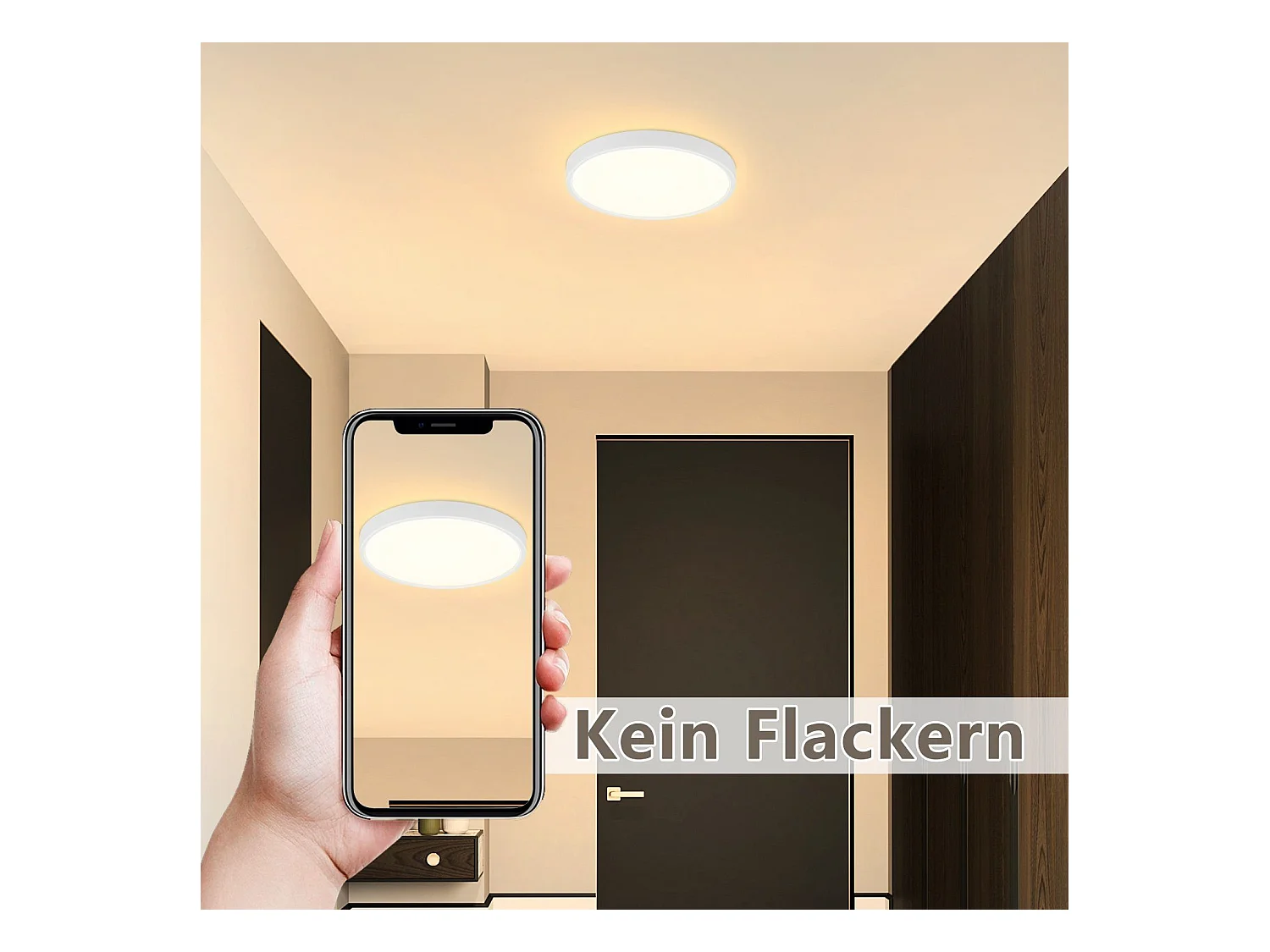 NETTLIFE Plafonnier LED IP44 8W Rond 3000K 17cm Plate pour Salle de Bain Chambre Éclairage de Plafond Cuisine Couloir