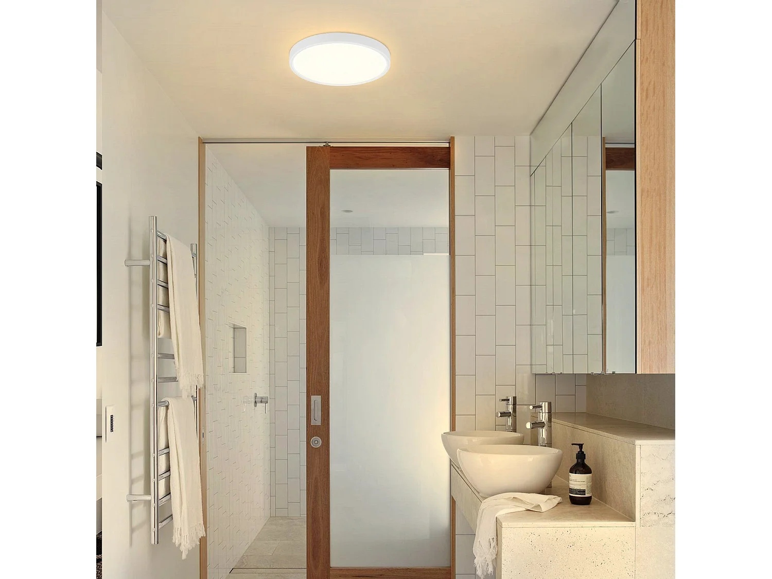 NETTLIFE Plafonnier LED IP44 8W Rond 3000K 17cm Plate pour Salle de Bain Chambre Éclairage de Plafond Cuisine Couloir