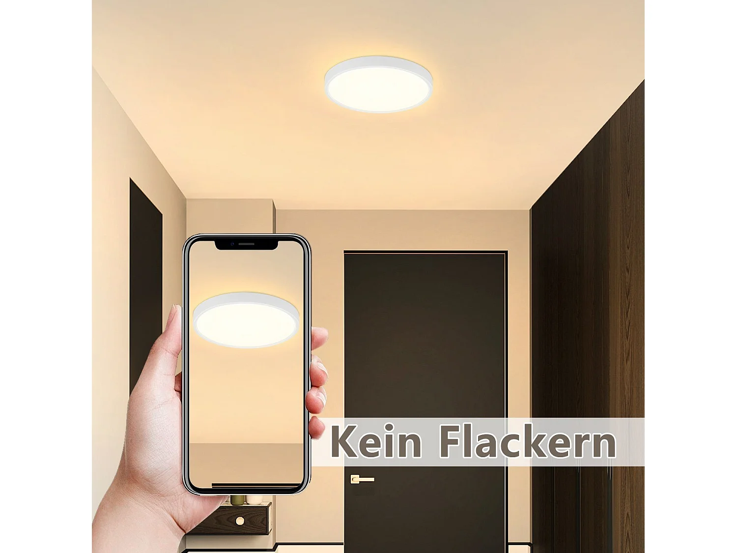 NETTLIFE Plafonnier LED IP44 8W Rond 3000K 17cm Plate pour Salle de Bain Chambre Éclairage de Plafond Cuisine Couloir