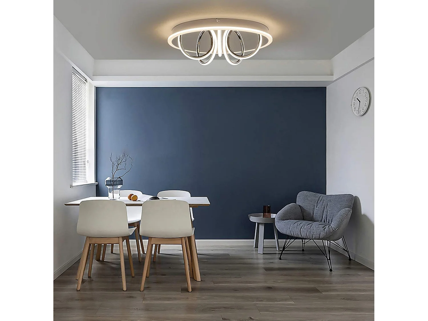 NETTLIFE Plafonnier LED Salon Lumière Blanc Chaud 41W, 3000 K, 43 x 12,5 cm Lampe moderne pour chambre à coucher chambre d'enfant, cuisine couloir