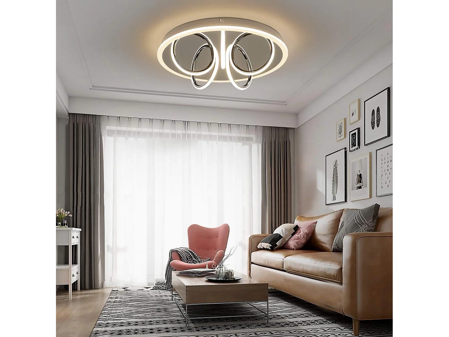 NETTLIFE Plafonnier LED Salon Lumière Blanc Chaud 41W, 3000 K, 43 x 12,5 cm Lampe moderne pour chambre à coucher chambre d'enfant, cuisine couloir