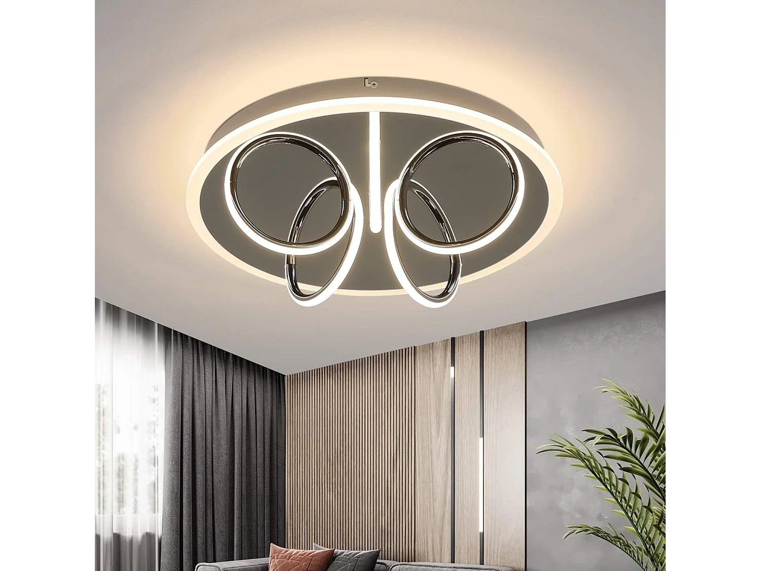 NETTLIFE LED - Deckenleuchte für Wohnzimmer, warme weiße Beleuchtung, 41 W, 3000 K, 43 x 12,5 cm. Moderne Lampe für Schlafzimmer, Kinderzimmer, Küche und Flur.