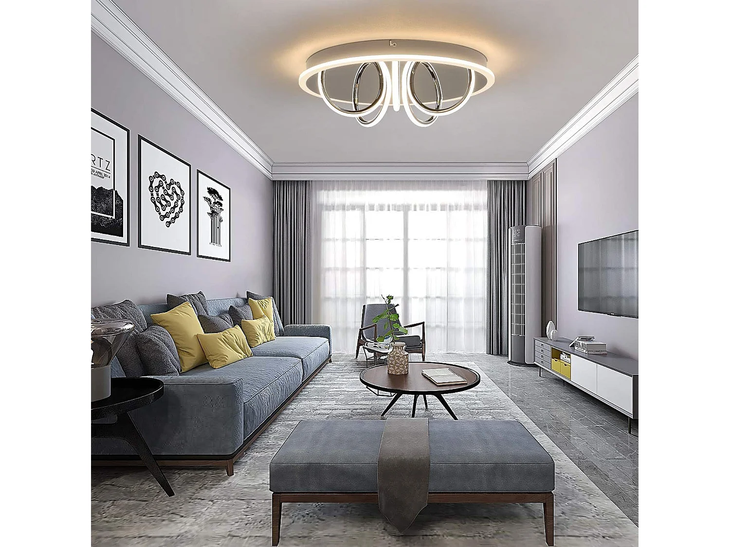 NETTLIFE LED - Deckenleuchte für Wohnzimmer, warme weiße Beleuchtung, 41 W, 3000 K, 43 x 12,5 cm. Moderne Lampe für Schlafzimmer, Kinderzimmer, Küche und Flur.