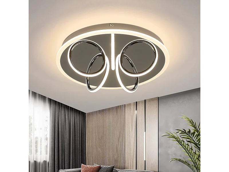 NETTLIFE Plafonnier LED Salon Lumière Blanc Chaud 41W, 3000 K, 43 x 12,5 cm Lampe moderne pour chambre à coucher chambre d'enfant, cuisine couloir