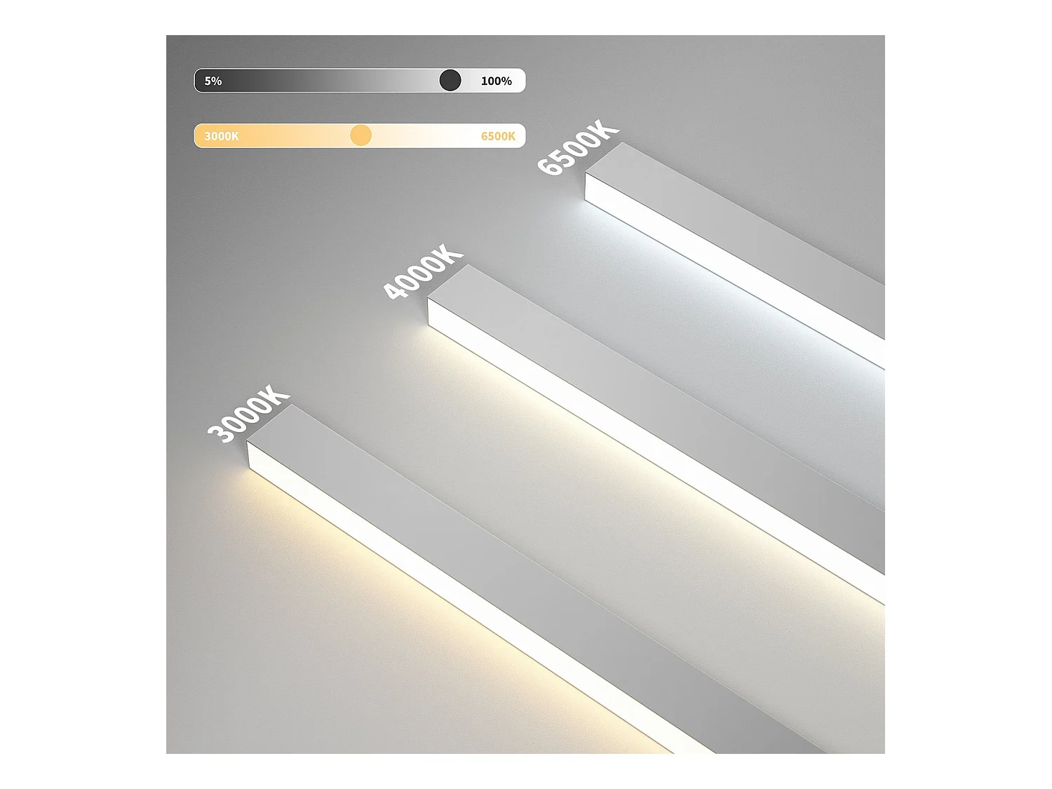 NETTLIFE Plafonnier LED Blanc 32W Moderne Dimmable 107CM Lampe de Salon Longue Lampe de Bureau avec Télécommande