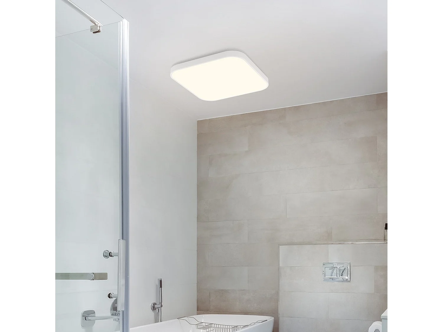 NETTLIFE Plafonnier LED IP44 27cm 4000K 19W plat carré pour chambre salle de bain couloir cuisine
