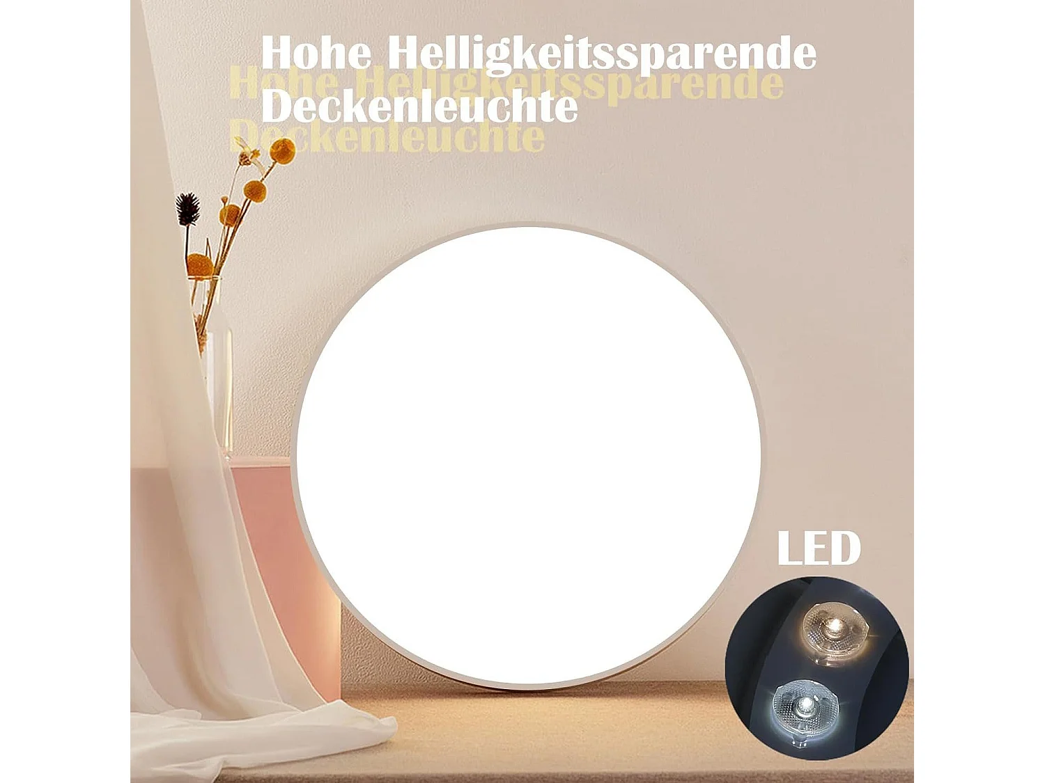 NETTLIFE LED Deckenleuchte 28cm 30W Rund IP44 Dimmbar Schlafzimmerlampe für Keller Badezimmer Flurlampe mit Fernbedienung