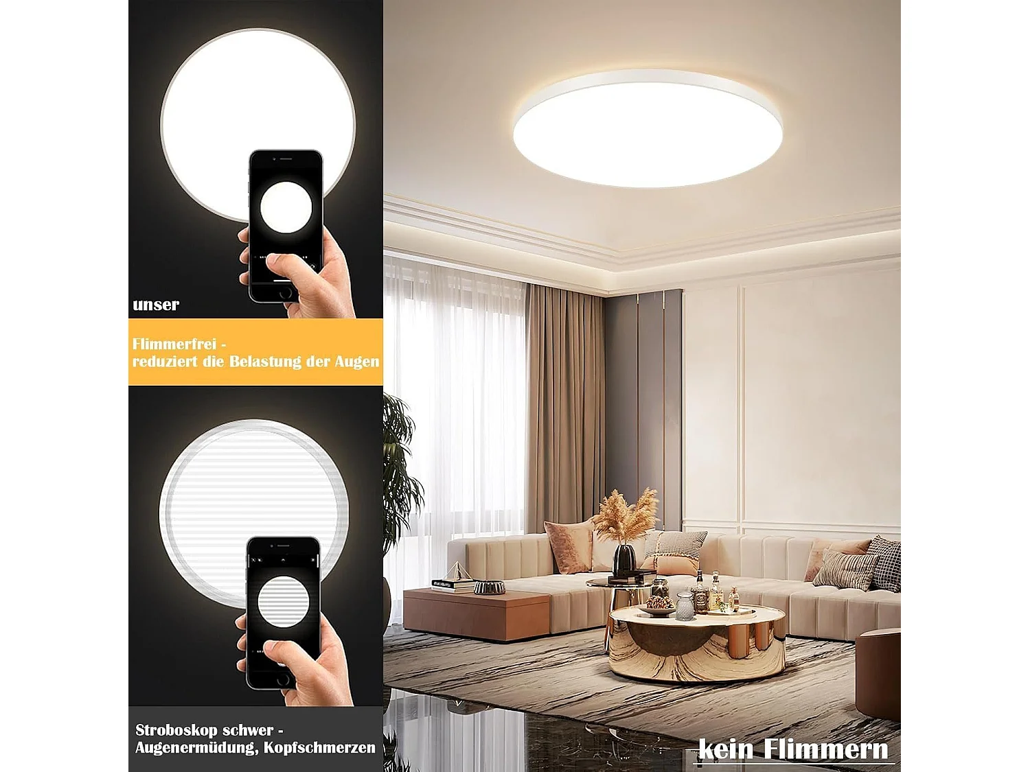 NETTLIFE Plafonnier LED 28 cm 30 W rond IP44 Lampe de chambre à intensité variable pour sous-sol Lampe de salle de bain et couloir avec télécommande