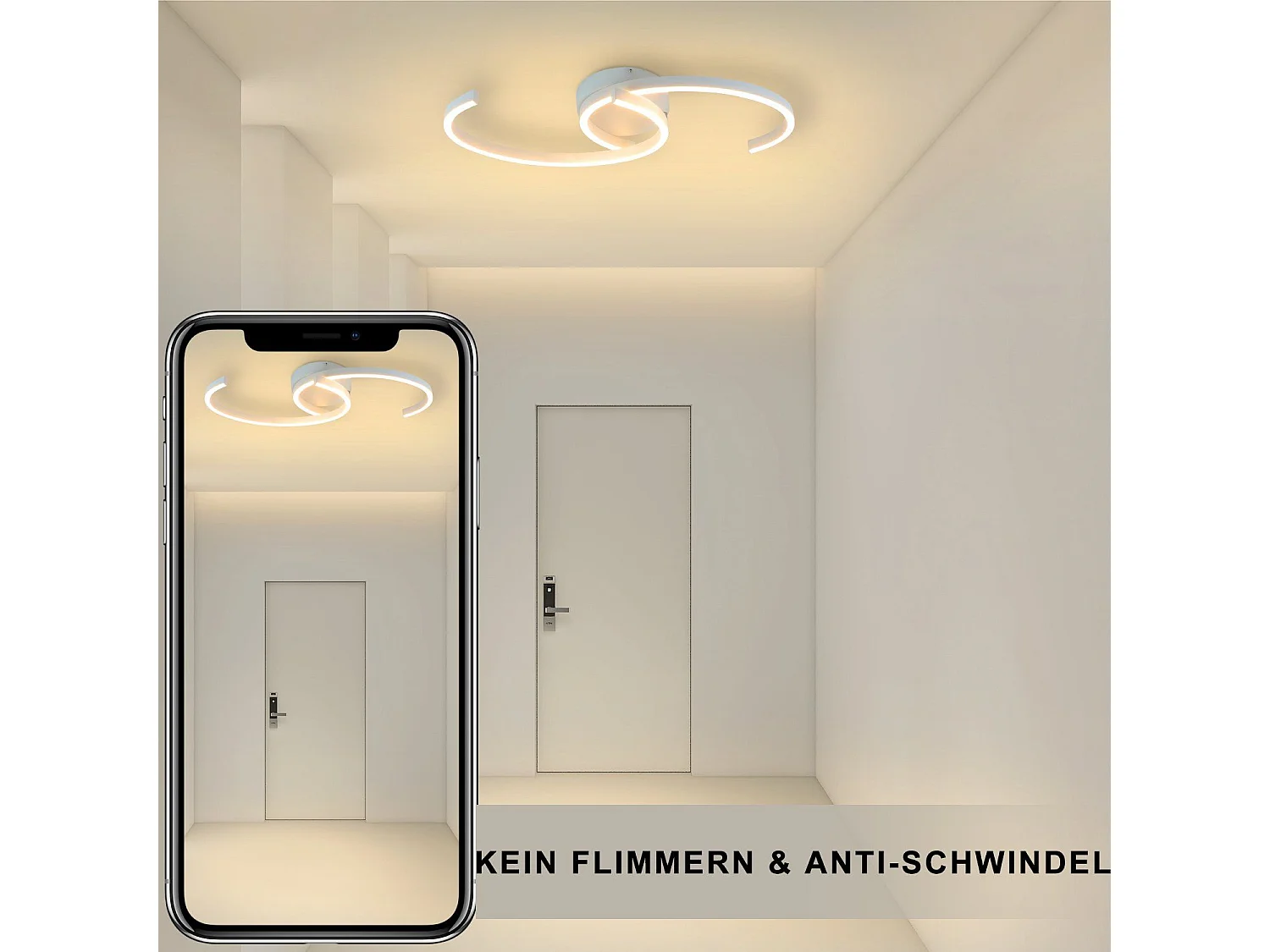NETTLIFE LED Deckenleuchte Wohnzimmerlampe 60cm 3000K Warmweiß Designerlampe Küchenlampe Dekolampe für Schlafzimmer Flur Balkon Büro