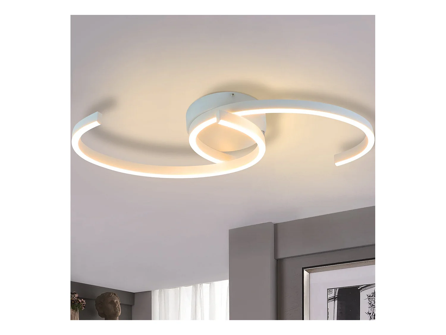 NETTLIFE Plafonnier LED Lampe de Salon 60cm 3000K Blanc Chaud Lampe Design Lampe de Cuisine Lampe Décorative pour Chambre Couloir Balcon Bureau