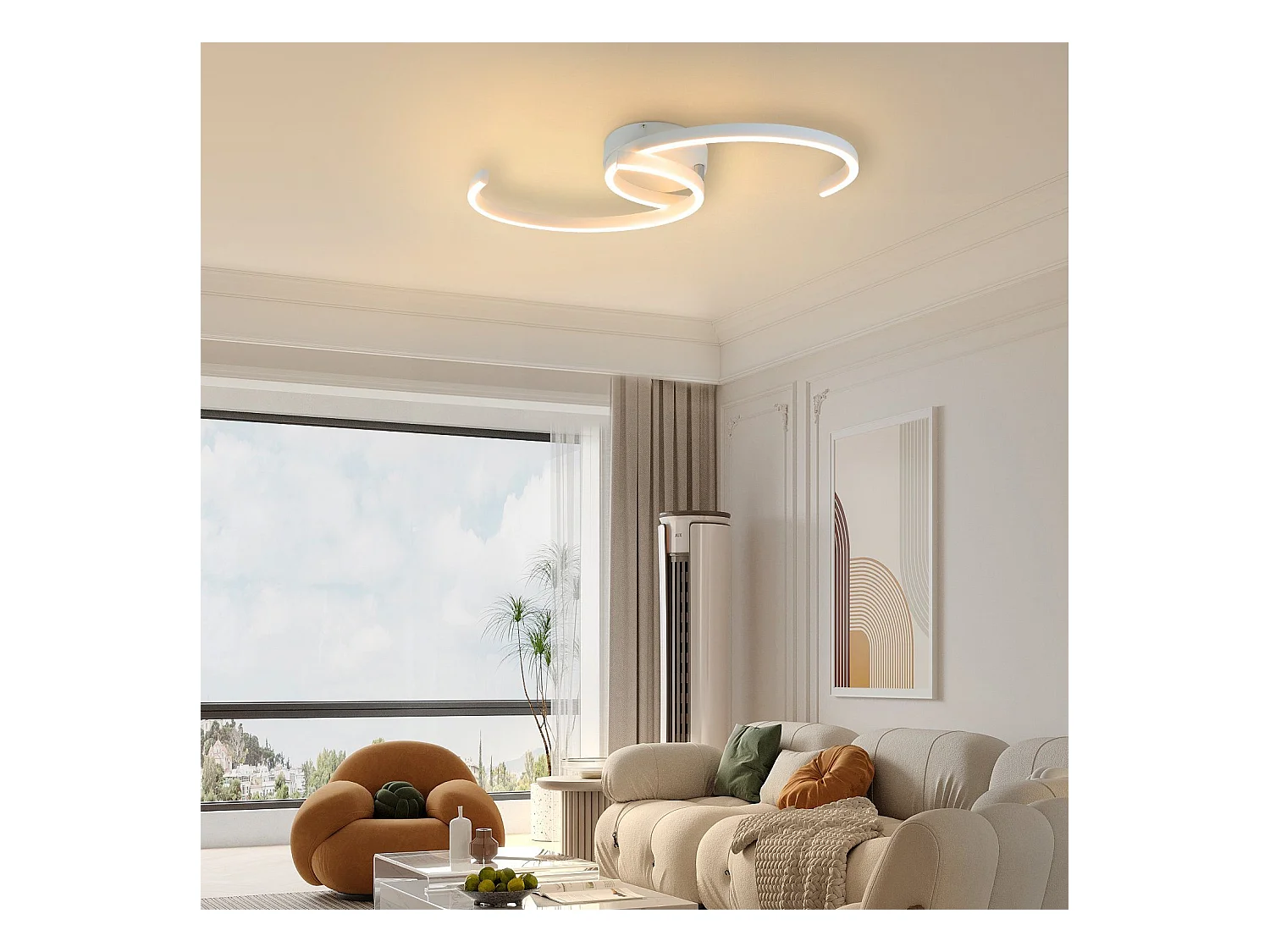 NETTLIFE Plafonnier LED Lampe de Salon 60cm 3000K Blanc Chaud Lampe Design Lampe de Cuisine Lampe Décorative pour Chambre Couloir Balcon Bureau