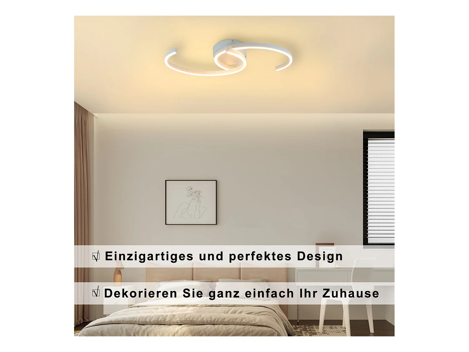 NETTLIFE Plafonnier LED Lampe de Salon 60cm 3000K Blanc Chaud Lampe Design Lampe de Cuisine Lampe Décorative pour Chambre Couloir Balcon Bureau