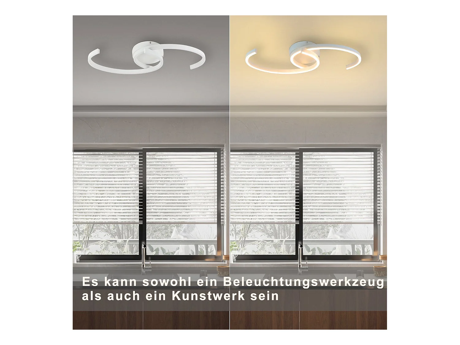 NETTLIFE Plafonnier LED Lampe de Salon 60cm 3000K Blanc Chaud Lampe Design Lampe de Cuisine Lampe Décorative pour Chambre Couloir Balcon Bureau
