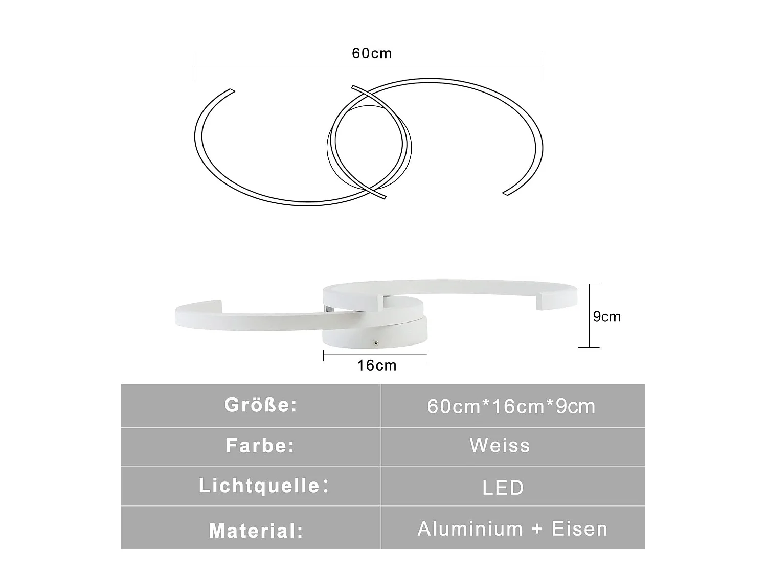 NETTLIFE Plafonnier LED Lampe de Salon 60cm 3000K Blanc Chaud Lampe Design Lampe de Cuisine Lampe Décorative pour Chambre Couloir Balcon Bureau