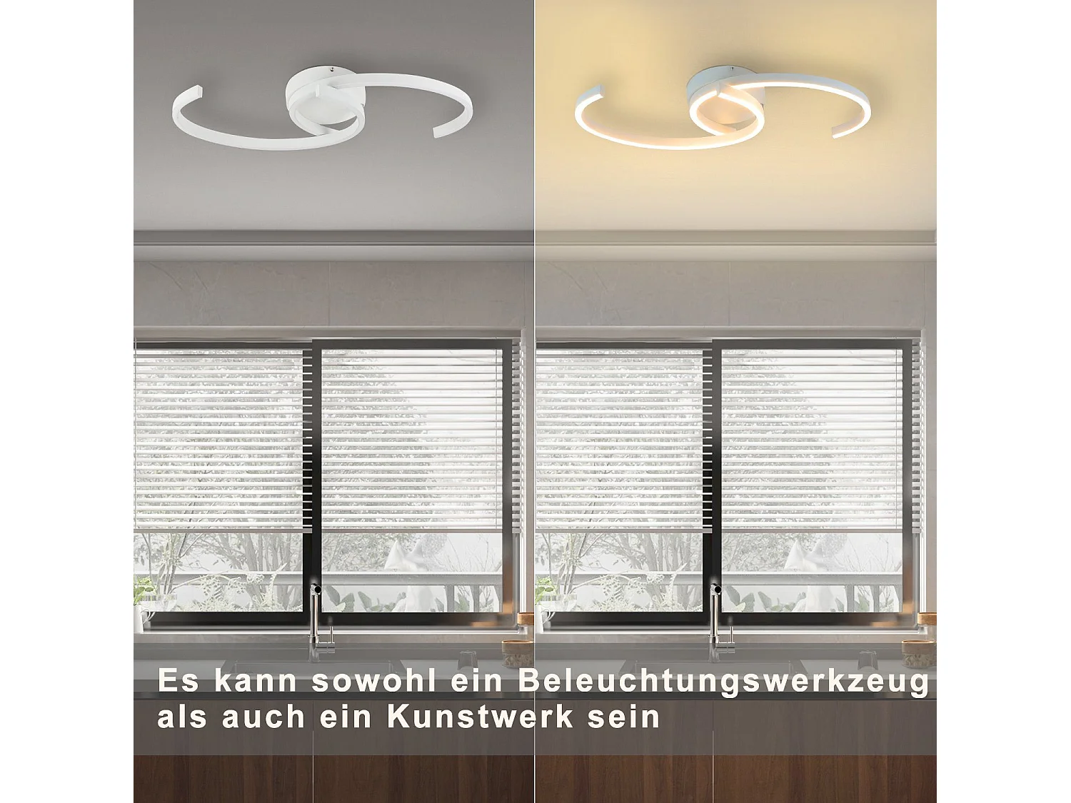 NETTLIFE Plafonnier LED Lampe de Salon 60cm 3000K Blanc Chaud Lampe Design Lampe de Cuisine Lampe Décorative pour Chambre Couloir Balcon Bureau