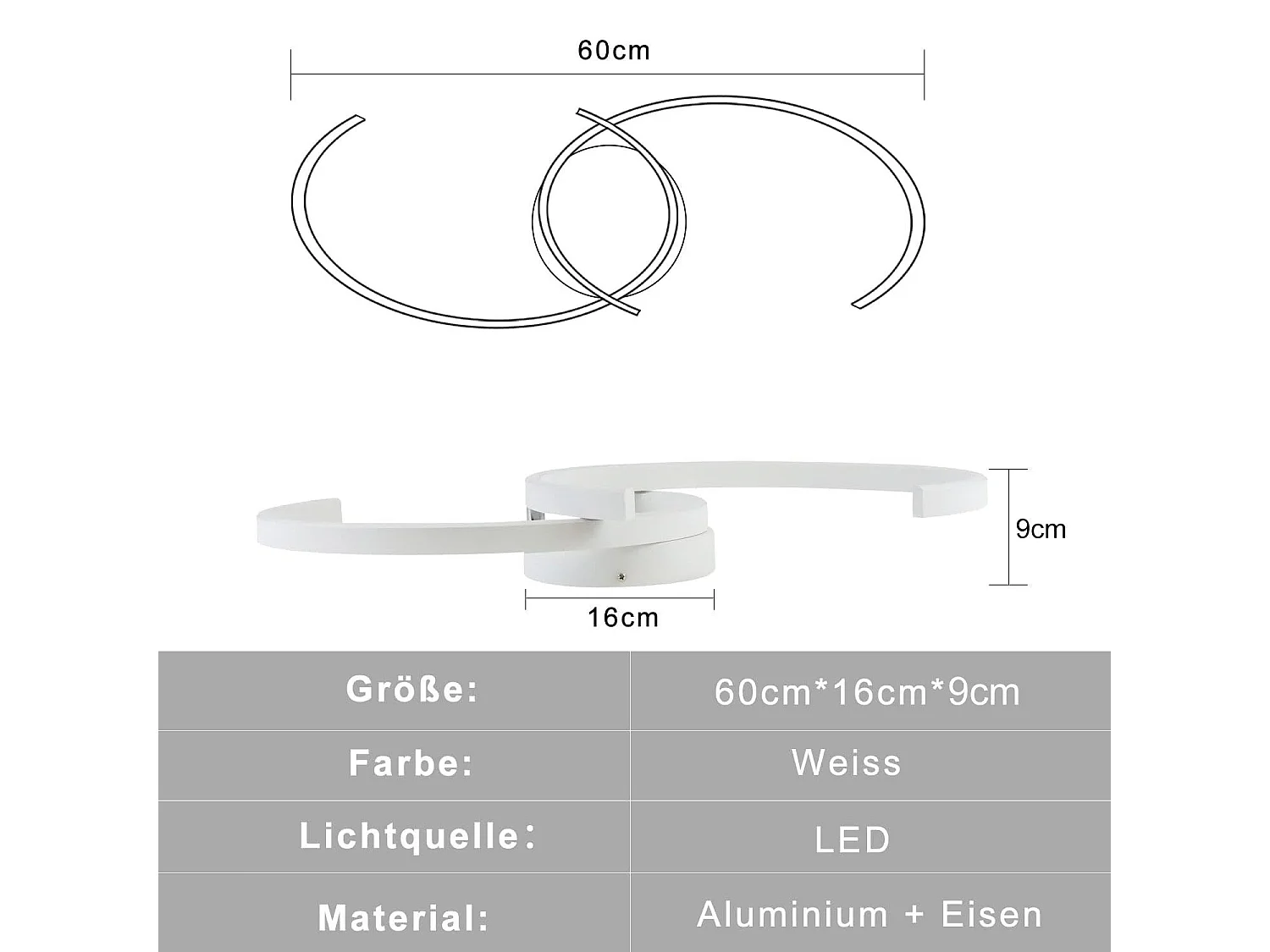 NETTLIFE LED Deckenleuchte Wohnzimmerlampe 60cm 3000K Warmweiß Designerlampe Küchenlampe Dekolampe für Schlafzimmer Flur Balkon Büro