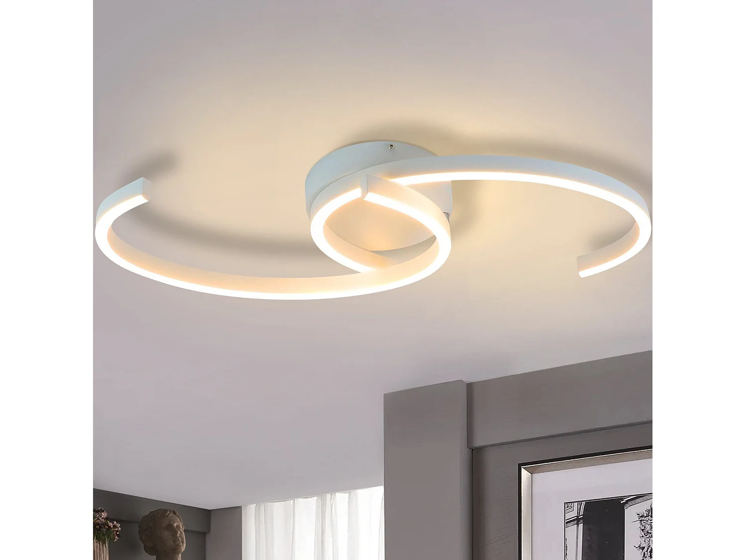 NETTLIFE Plafonnier LED Lampe de Salon 60cm 3000K Blanc Chaud Lampe Design Lampe de Cuisine Lampe Décorative pour Chambre Couloir Balcon Bureau