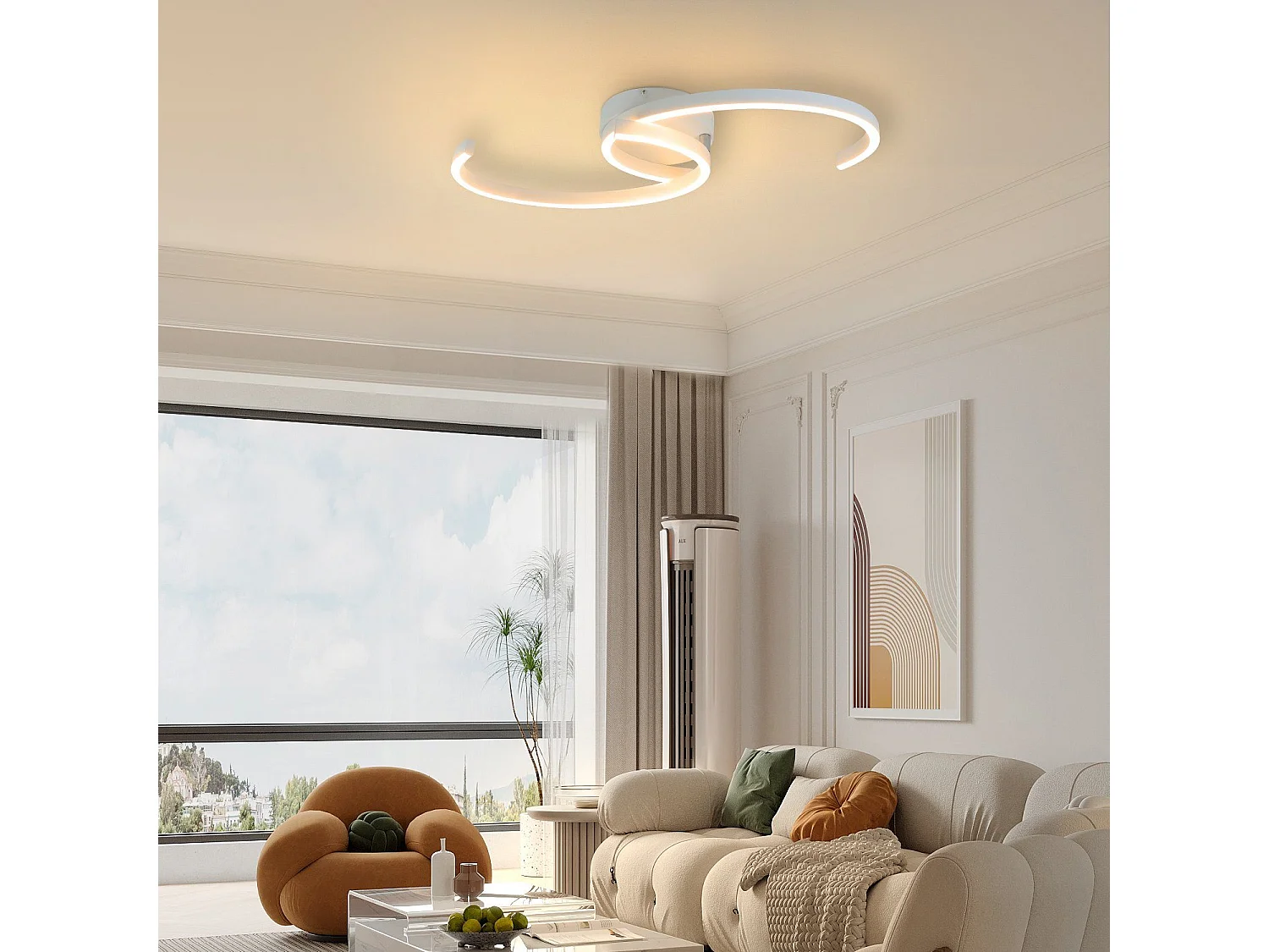 NETTLIFE Plafonnier LED Lampe de Salon 60cm 3000K Blanc Chaud Lampe Design Lampe de Cuisine Lampe Décorative pour Chambre Couloir Balcon Bureau