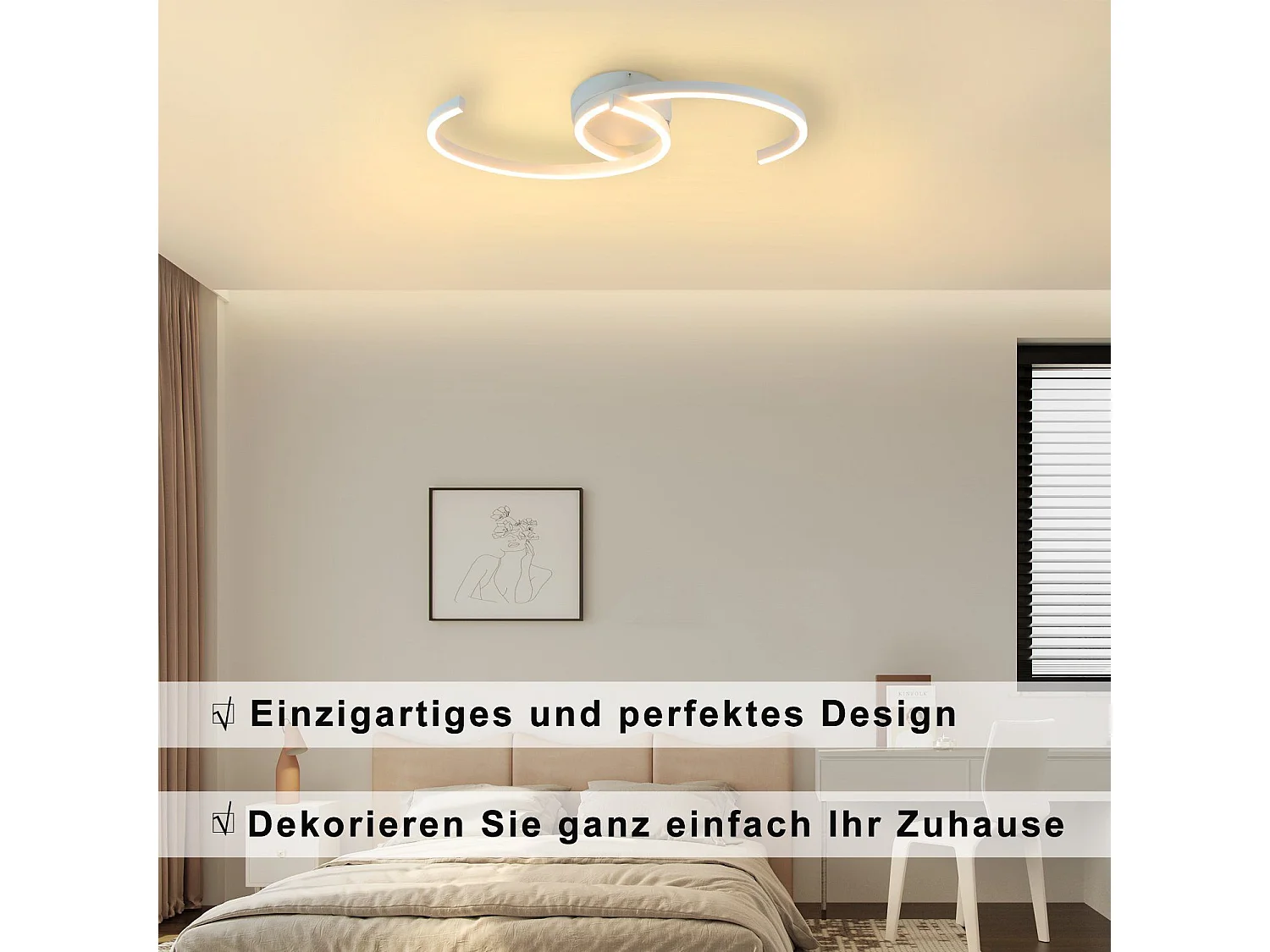 NETTLIFE Plafonnier LED Lampe de Salon 60cm 3000K Blanc Chaud Lampe Design Lampe de Cuisine Lampe Décorative pour Chambre Couloir Balcon Bureau