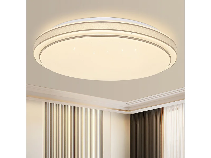 NETTLIFE LED Plafondlamp - rond - zilver - 27cm sterrenhemel slaapkamerlamp - modern 12W keukenlamp - 3000K warm wit - voor hal | woonkamer | kinderkamer