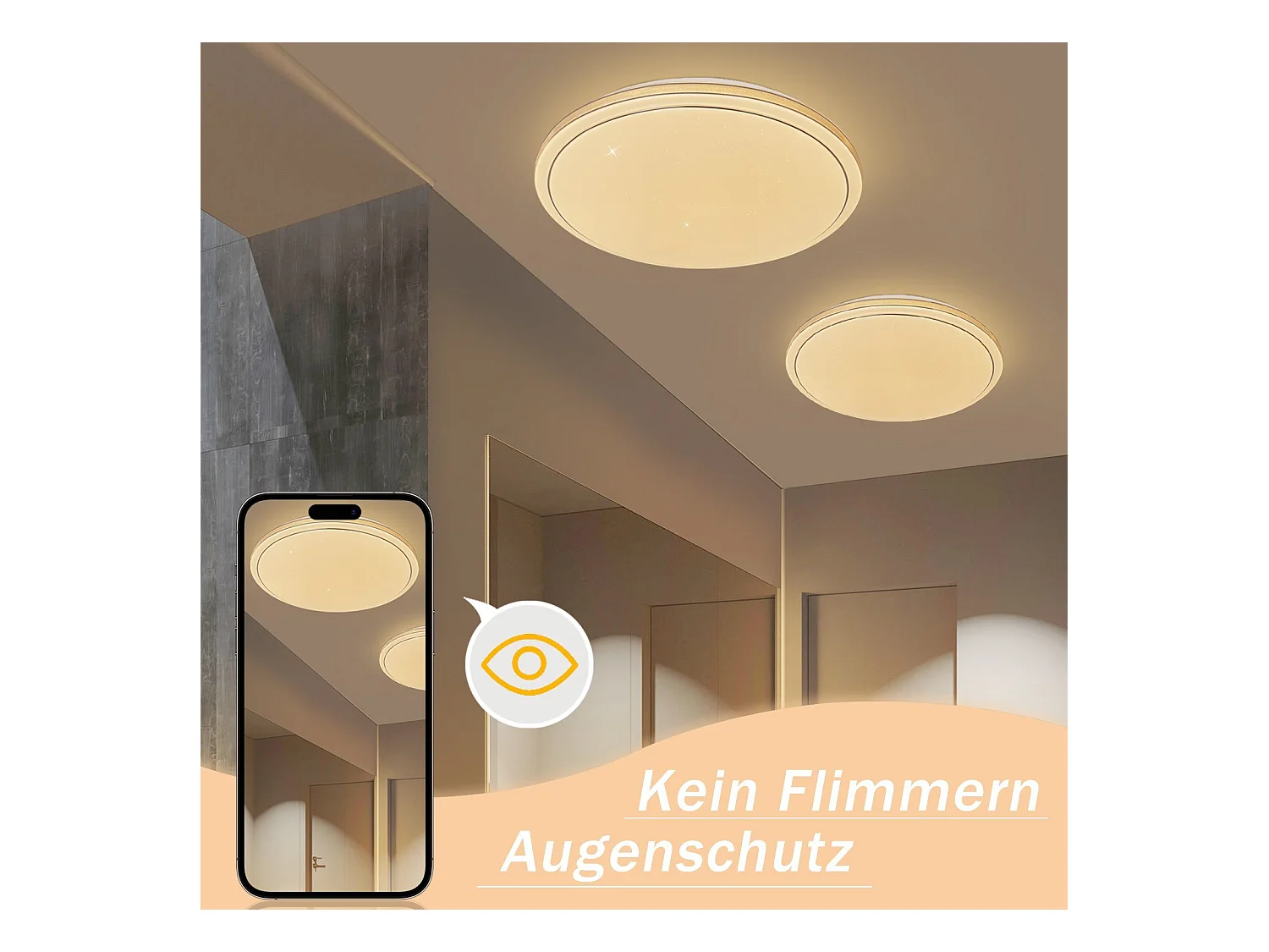 NETTLIFE LED Plafondlamp - rond - zilver - 27cm sterrenhemel slaapkamerlamp - modern 12W keukenlamp - 3000K warm wit - voor hal | woonkamer | kinderkamer