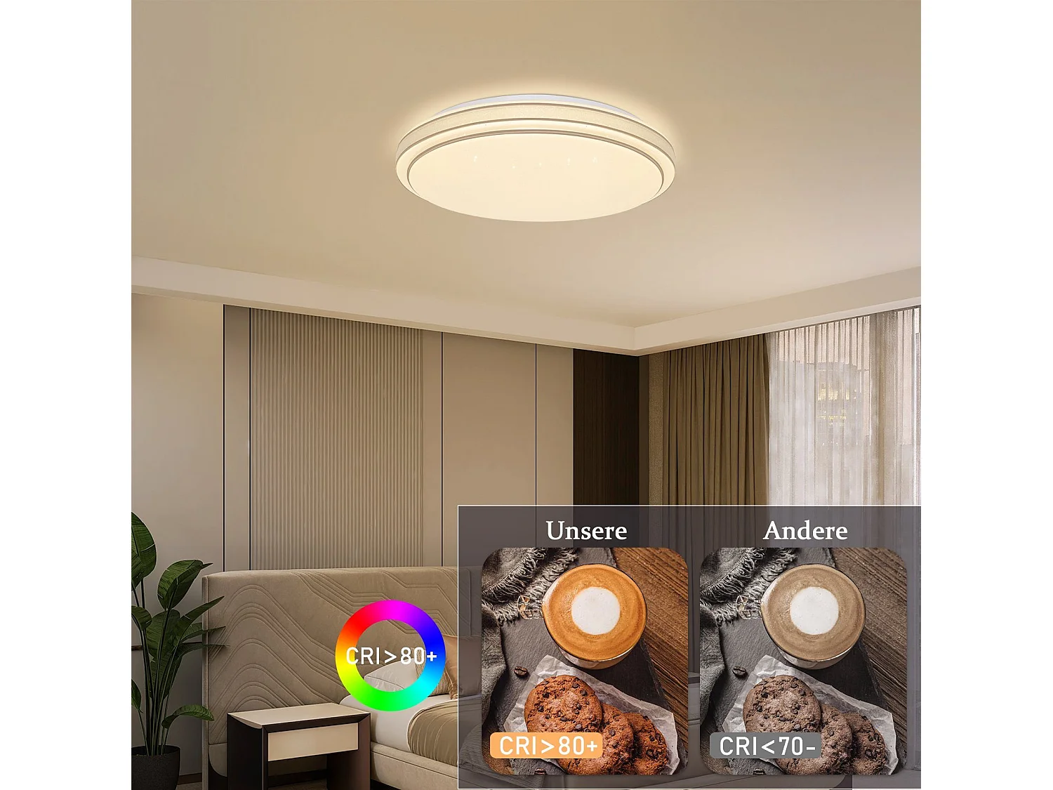 NETTLIFE LED Plafondlamp - rond - zilver - 27cm sterrenhemel slaapkamerlamp - modern 12W keukenlamp - 3000K warm wit - voor hal | woonkamer | kinderkamer