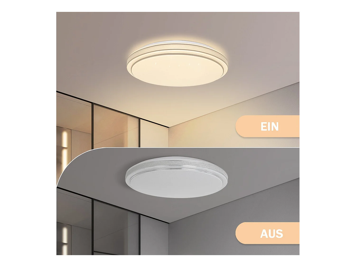 NETTLIFE LED Plafondlamp - rond - zilver - 27cm sterrenhemel slaapkamerlamp - modern 12W keukenlamp - 3000K warm wit - voor hal | woonkamer | kinderkamer