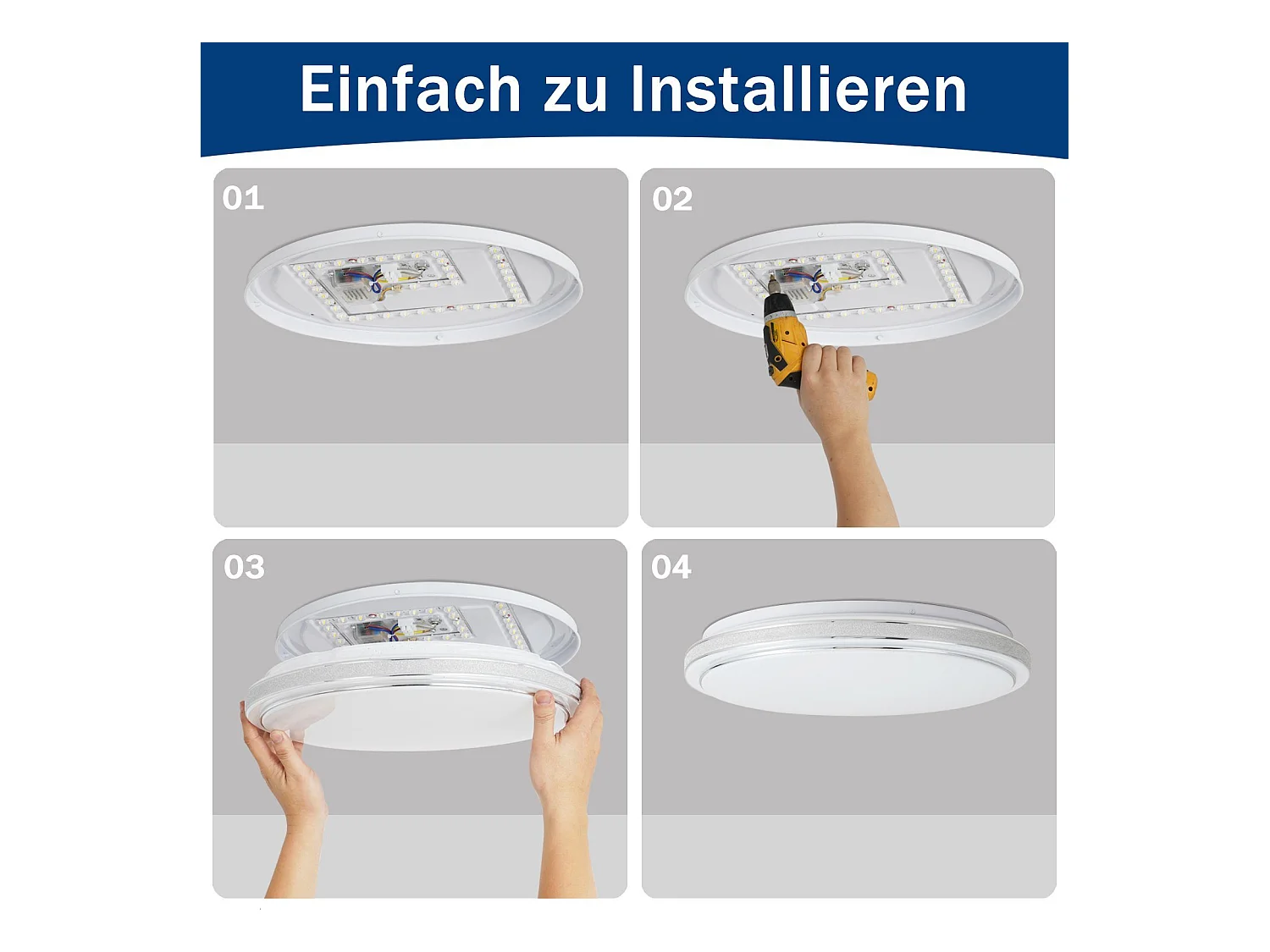 NETTLIFE LED Plafondlamp - rond - zilver - 27cm sterrenhemel slaapkamerlamp - modern 12W keukenlamp - 3000K warm wit - voor hal | woonkamer | kinderkamer