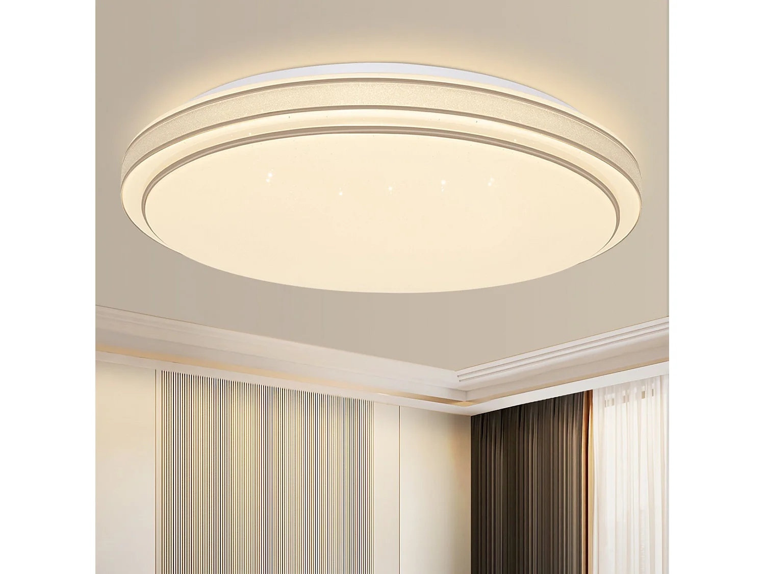 NETTLIFE Plafonnier LED Ø 27 cm Lampe de Chambre Ciel Étoilé Moderne 12 W Lampe Blanc Chaud Lampe Ronde Cuisine pour Couloir Salon