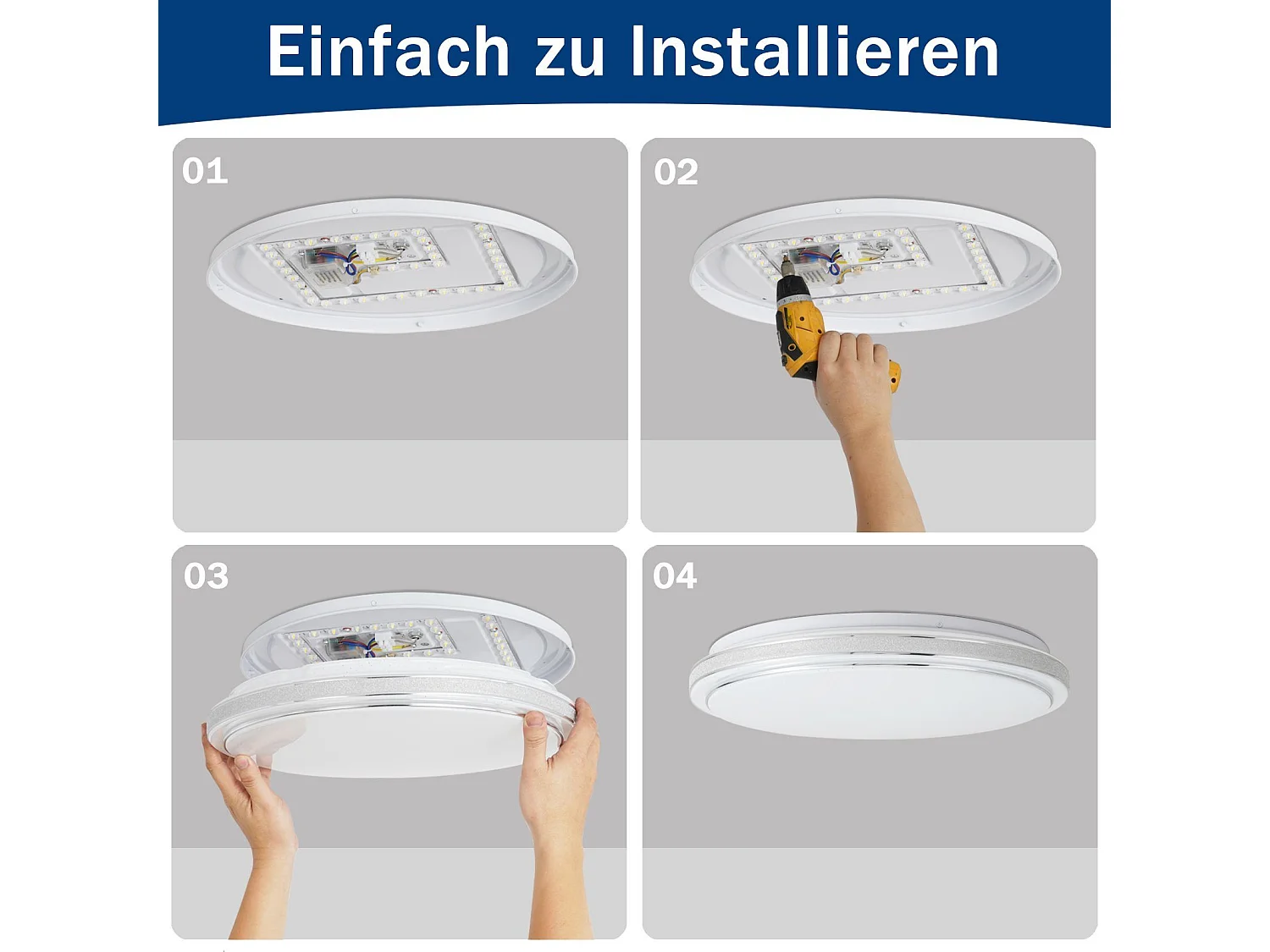 NETTLIFE Plafonnier LED Ø 27 cm Lampe de Chambre Ciel Étoilé Moderne 12 W Lampe Blanc Chaud Lampe Ronde Cuisine pour Couloir Salon