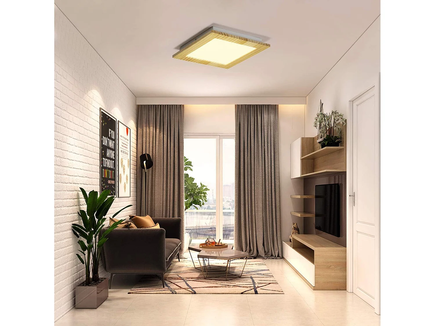 NETTLIFE Plafonnier LED Salon Bois Plat Chambre Panneau Couloir Intérieur 3000 K Blanc Chaud 30 cm 17 W pour Cuisine  Salle à manger Escaliers Balcon