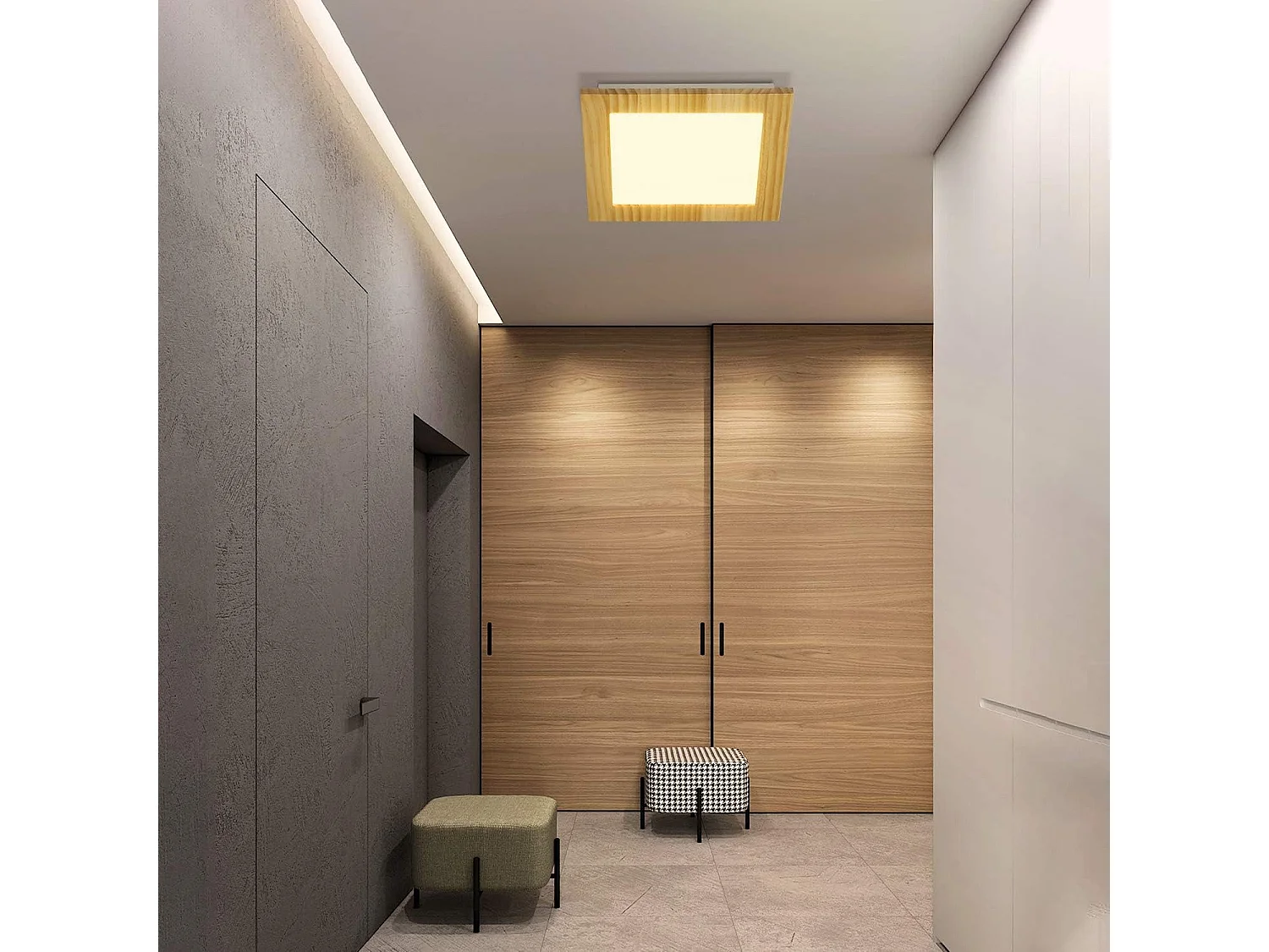 NETTLIFE Lámpara de Techo LED Salón Plano Madera Dormitorio Panel Interior 3000 K Blanco Cálido 30 cm 17 W para Cocina   Escalera Balcón