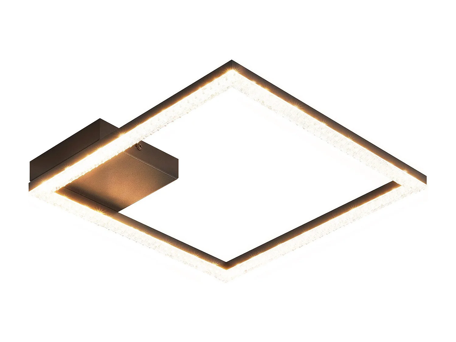 NETTLIFE Plafonnier LED 12 W Blanc Chaud Lampe en Cristal 3000 K Lumière Noir Lampe Moderne Carrée en Métal pour Salon Chambre Couloir Cuisine