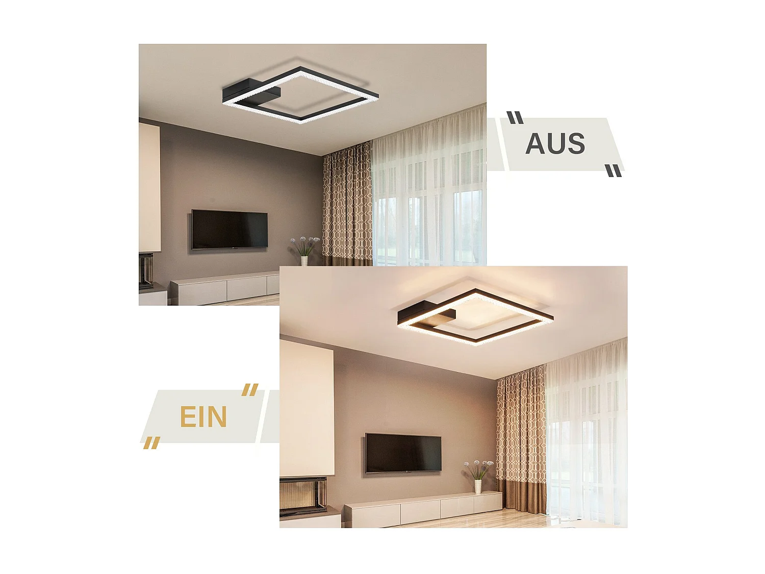 NETTLIFE Plafoniera LED 12W Quadrata Cristallo Bianca Calda 3000K Metallo Nero Moderna Lampada da Soffitto per Soggiorno Camera da Letto Corridoio Cucina