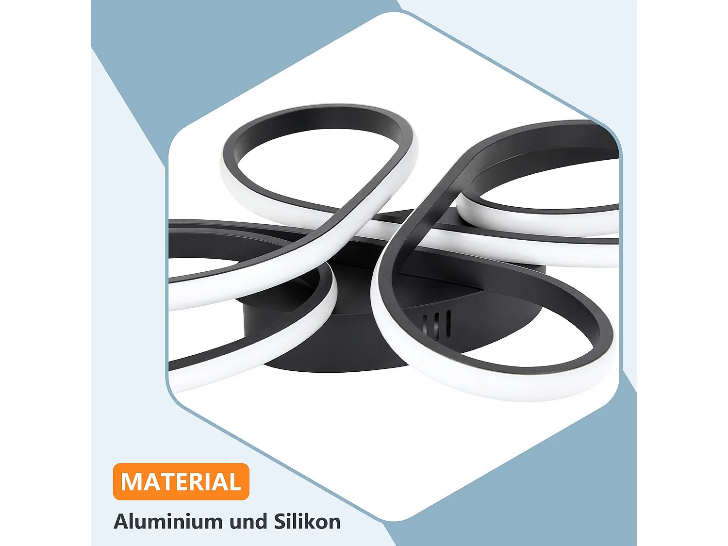 NETTLIFE Moderne dimmbare LED-Deckenleuchte, Schwarz, 66 cm, 65 W, mit Fernbedienung, geeignet für Esszimmer, Büro