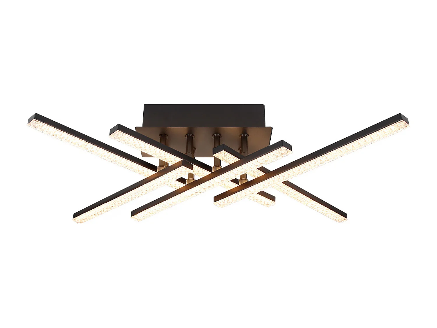 NETTLIFE Plafonnier LED Lampe de Salon Moderne 50 cm Lampe Noir avec Télécommande 36 W Lampe Cristal pour Chambre Cuisine Couloir Salle à Manger