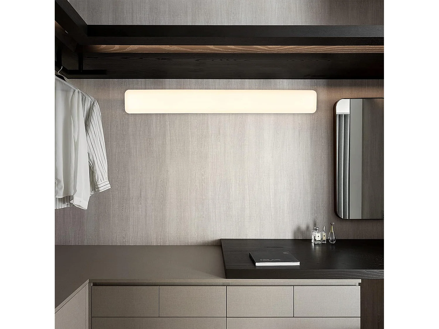 NETTLIFE Plafonnier LED Cuisine Long 40 cm Lumière du Jour 18 W Plafond Blanc Neutre pour Sous-Sol Couloir Bureau Garage Chambre