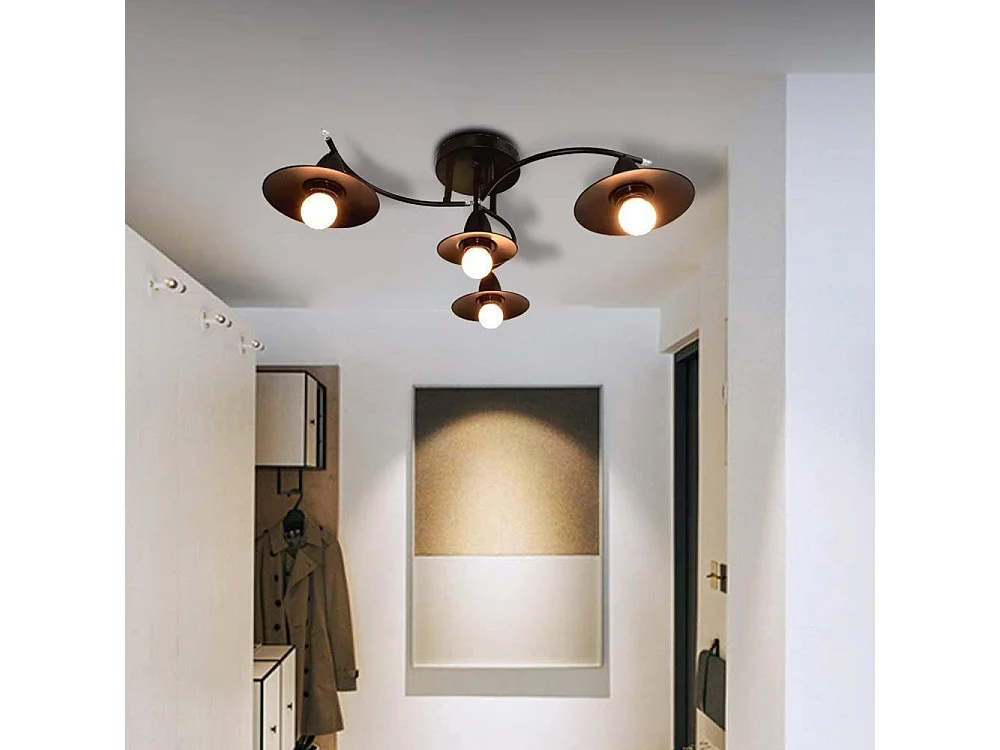 NETTLIFE Plafondlamp - 4xE27 Fitting - industriële - zwart - kunststof - woonkamerlamp - gang | slaapkamer | eetkamer - gloeilamp niet inbegrepen