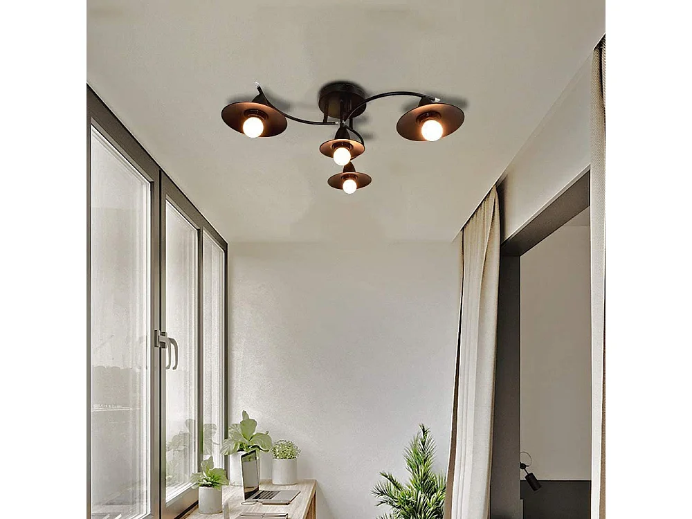 NETTLIFE Plafondlamp - 4xE27 Fitting - industriële - zwart - kunststof - woonkamerlamp - gang | slaapkamer | eetkamer - gloeilamp niet inbegrepen