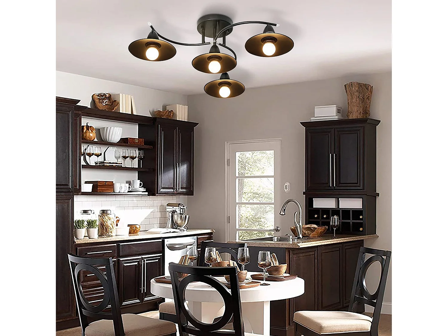 NETTLIFE Plafondlamp - 4xE27 Fitting - industriële - zwart - kunststof - woonkamerlamp - gang | slaapkamer | eetkamer - gloeilamp niet inbegrepen