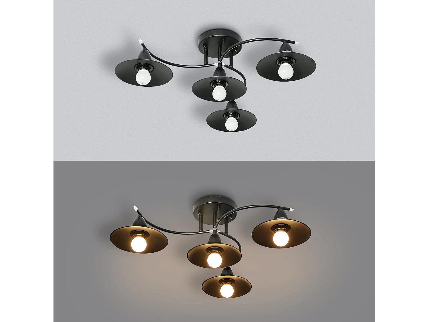 NETTLIFE Plafonnier Vintage E27 Rétro Noir Lampe Industrielle Couloir Lampe Intérieur Chambre Lampe Salle à Manger Lampe Salon Éclairage