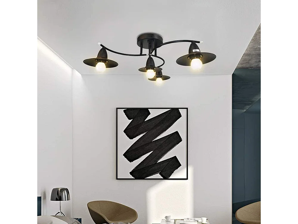 NETTLIFE Plafonnier Vintage E27 Rétro Noir Lampe Industrielle Couloir Lampe Intérieur Chambre Lampe Salle à Manger Lampe Salon Éclairage