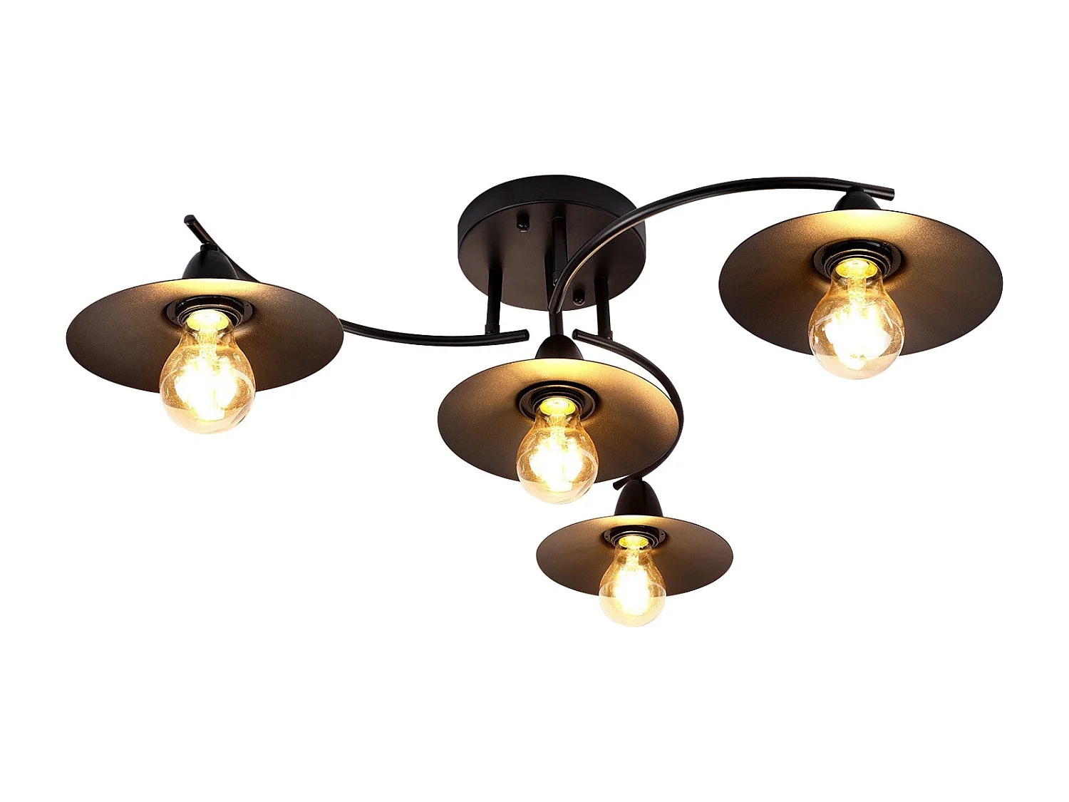 NETTLIFE Plafonnier Vintage E27 Rétro Noir Lampe Industrielle Couloir Lampe Intérieur Chambre Lampe Salle à Manger Lampe Salon Éclairage