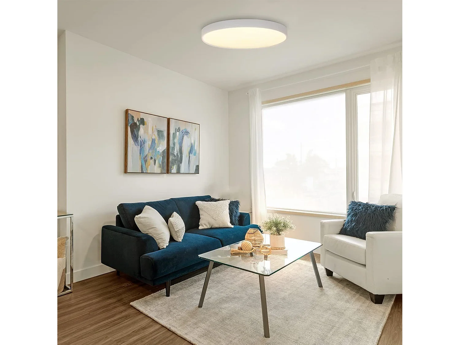 NETTLIFE Lampa Sufitowa LED 28 cm Okrągła IP44 Biała 4000 K 17 W Płaska do Sypialni Kuchnia Łazienka Przedpokój