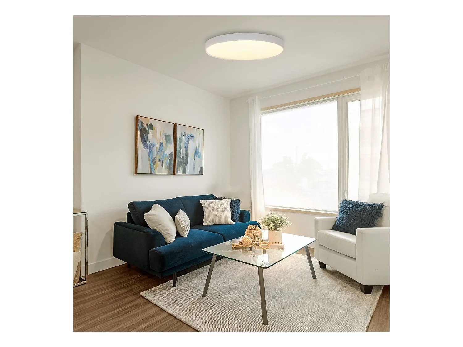 NETTLIFE Plafonnier LED 28 cm Rond IP44 Blanc 4000 K 17 W Plat pour Chambre Cuisine Salle de Bain Couloir