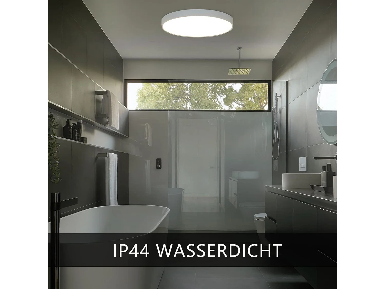 NETTLIFE Plafonnier LED 28 cm Rond IP44 Blanc 4000 K 17 W Plat pour Chambre Cuisine Salle de Bain Couloir