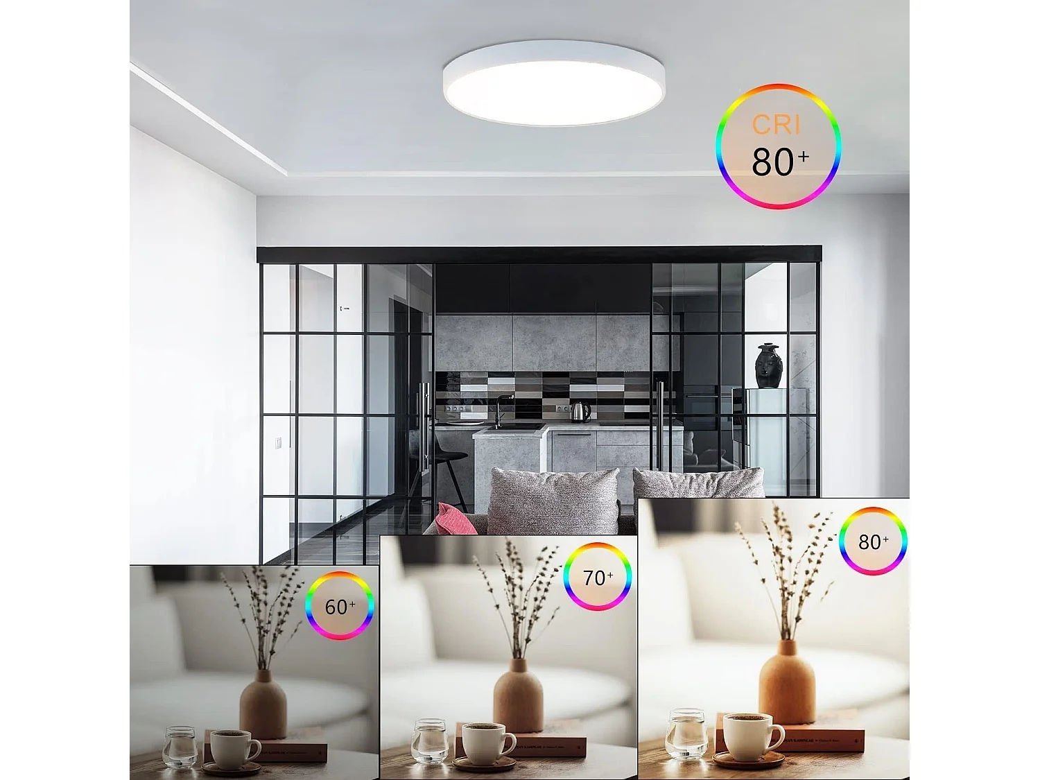 NETTLIFE Plafonnier LED 28 cm Rond IP44 Blanc 4000 K 17 W Plat pour Chambre Cuisine Salle de Bain Couloir