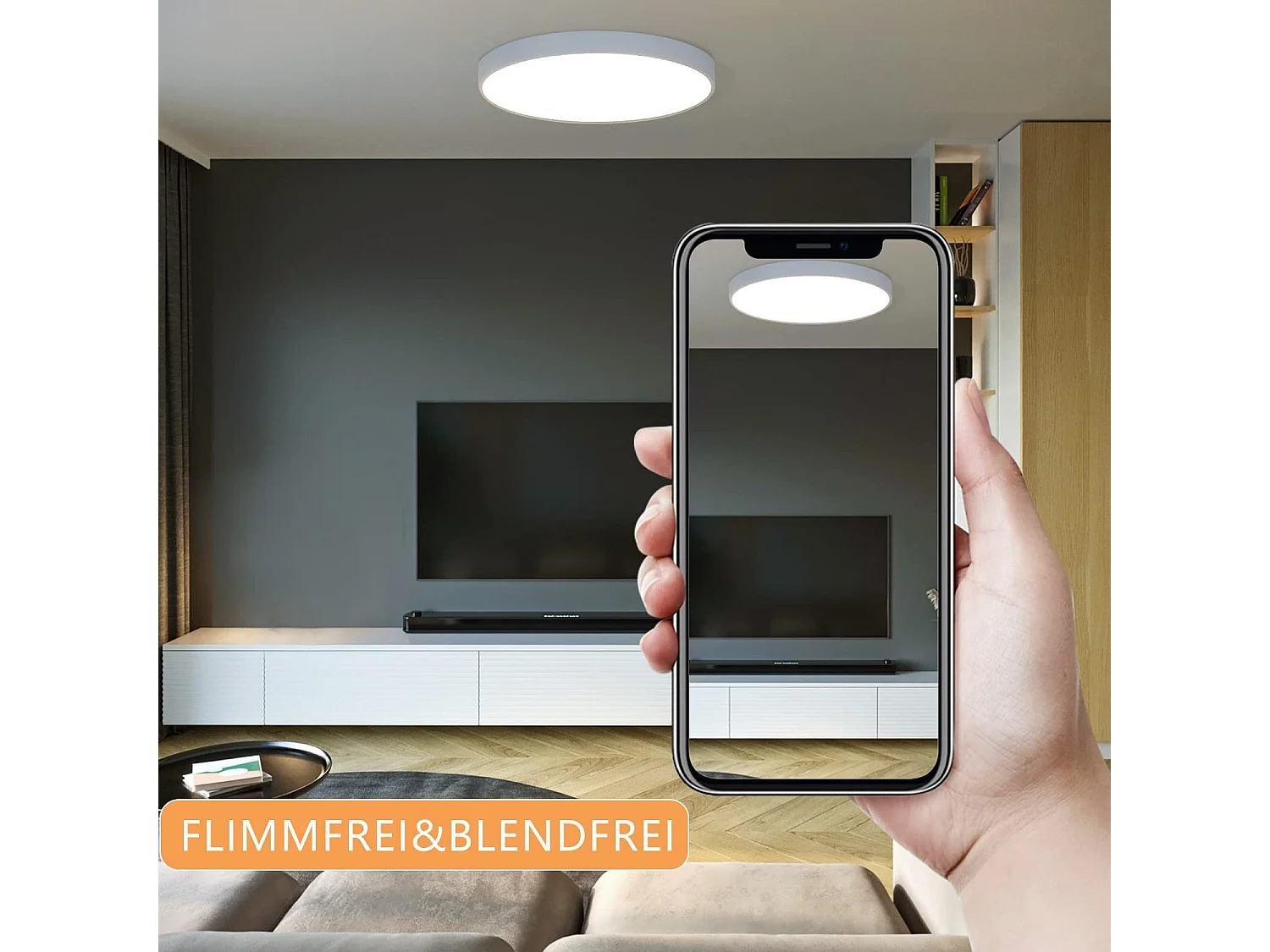 NETTLIFE Plafonnier LED 28 cm Rond IP44 Blanc 4000 K 17 W Plat pour Chambre Cuisine Salle de Bain Couloir