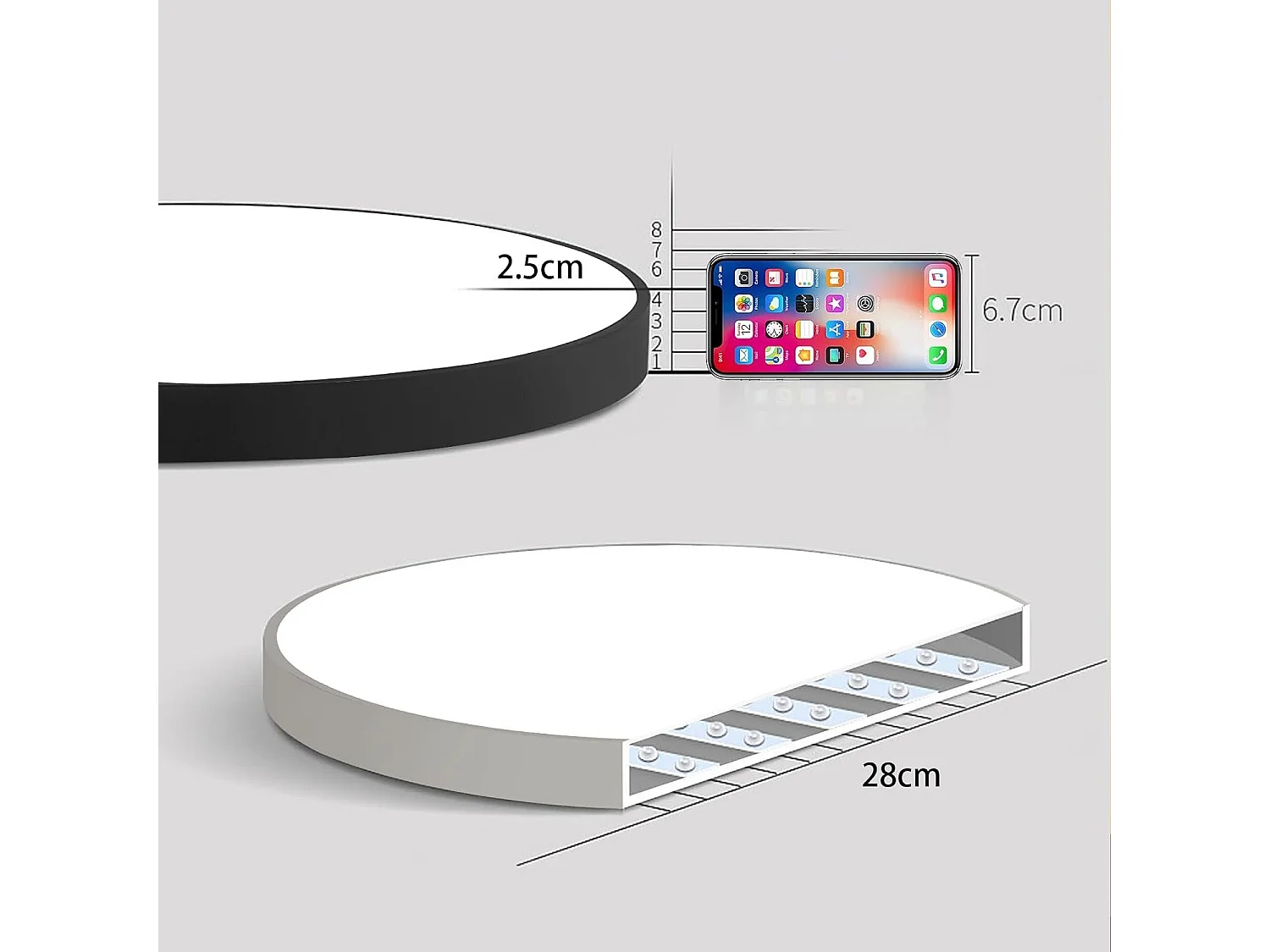 NETTLIFE Plafonnier LED 28 cm Rond IP44 Blanc 4000 K 17 W Plat pour Chambre Cuisine Salle de Bain Couloir